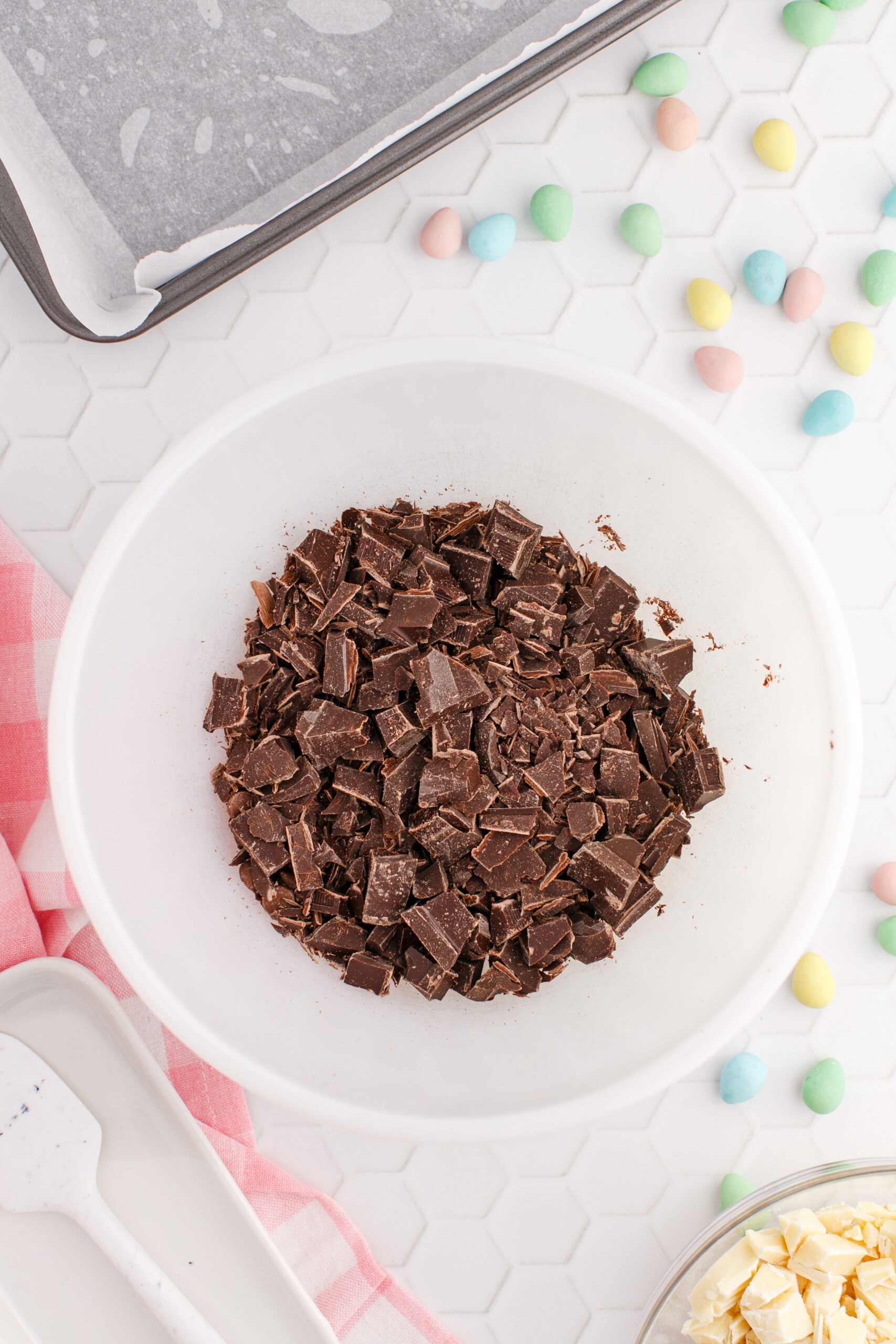 chocolate granules in a bowl