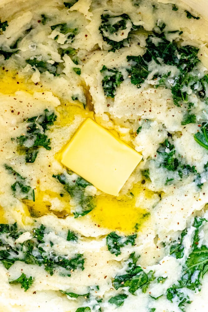 Mashed potatoes with spinach and butter made easy with this simple colcannon recipe.