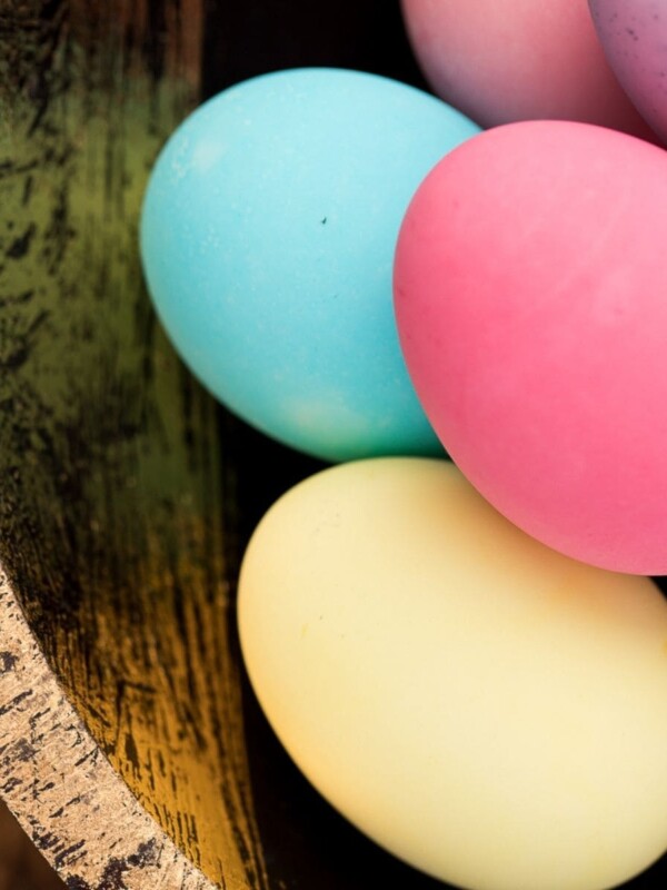 a bowl full of colorful Easter eggs