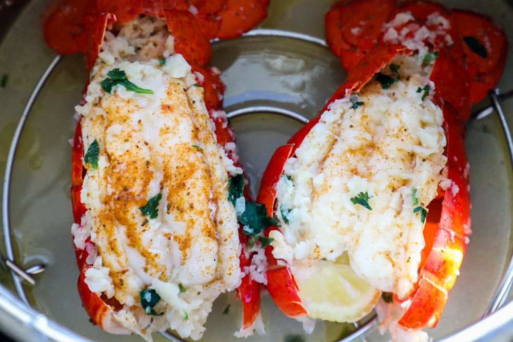 Two instant pot lobster tails.