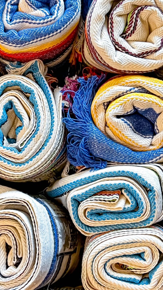 picture of linens rolled up