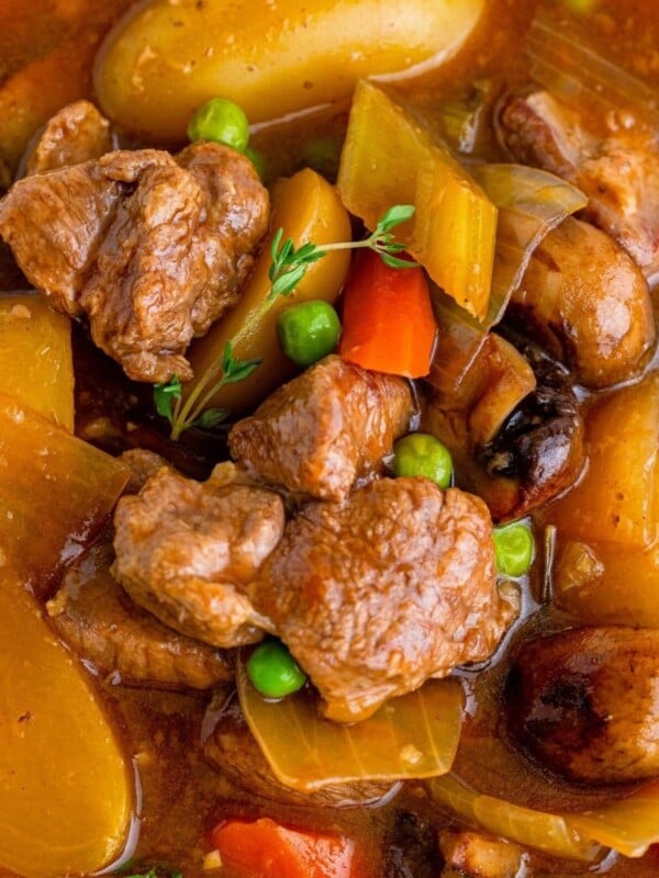 venison stew in a dutch oven